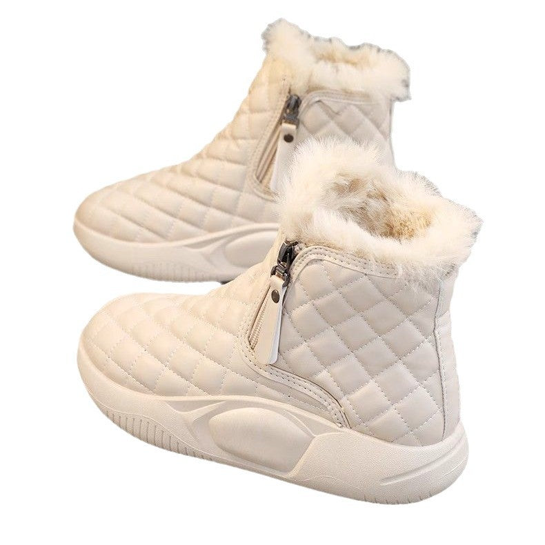 Damen modische Winter-Sneaker mit kuscheligem Innenfutter und praktischem Reißverschluss EB