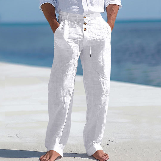 Herren elegante Stoffhose mit verstellbarem Kordelzug und praktischen Taschen EB