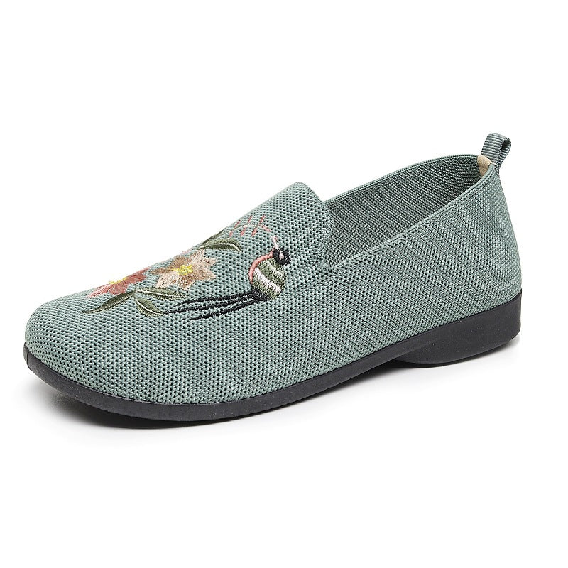 Damen bequeme Slip-On Schuhe mit floralen Stickereien EB