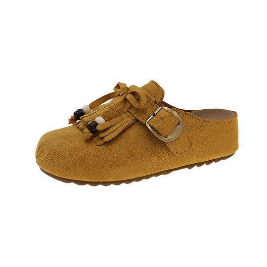 Damen Clogs mit fransigem Design und eleganter Schnalle EB