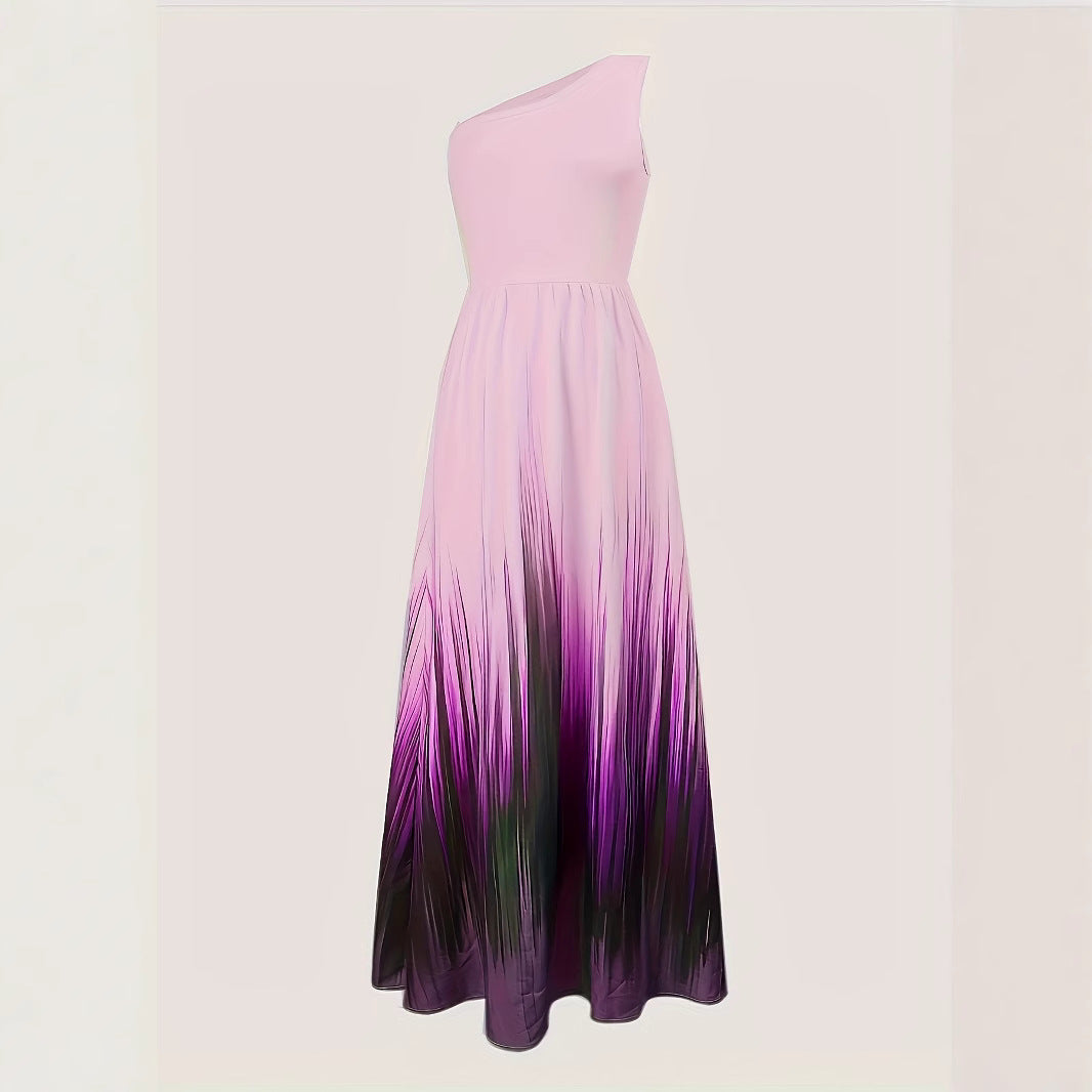 Damen Maxikleid mit asymmetrischem Schnitt und elegantem Farbverlauf EB