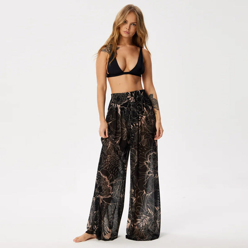 Damen Leggings aus luftiger, transparenter Stoffqualität mit exotischem Muster EB