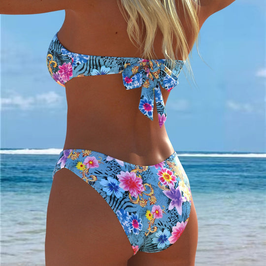 Damen Bikini-Set mit einem eleganten Bustier-Oberteil und hohem Beinausschnitt EB