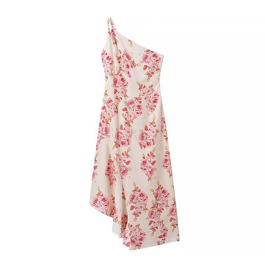 Damen Maxikleid mit asymmetrischem Schnitt und floralem Muster EB