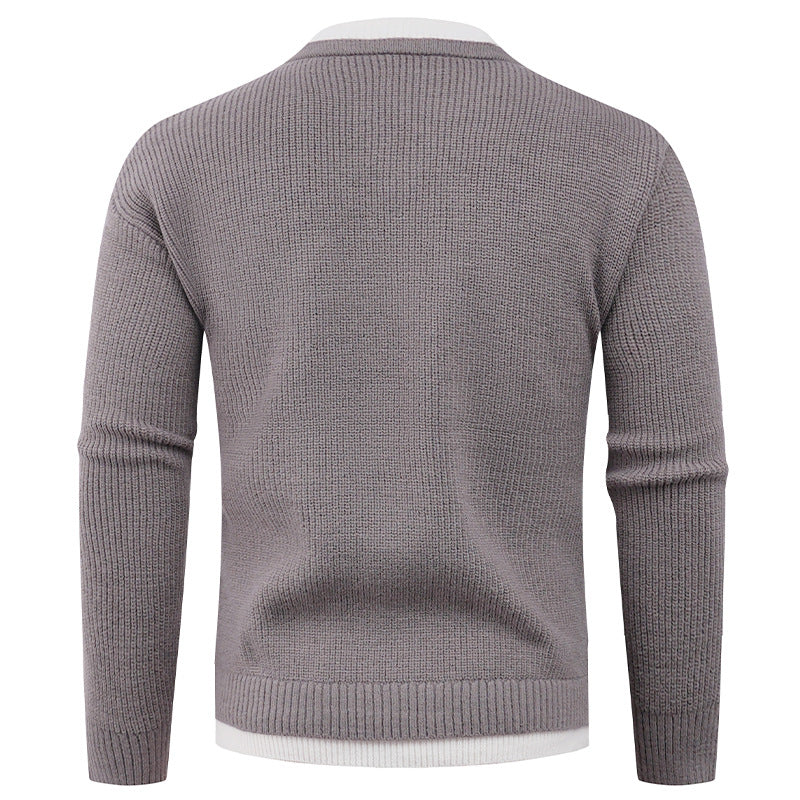 Herren Strickpullover mit V-Ausschnitt und modernem Rippenmuster EB