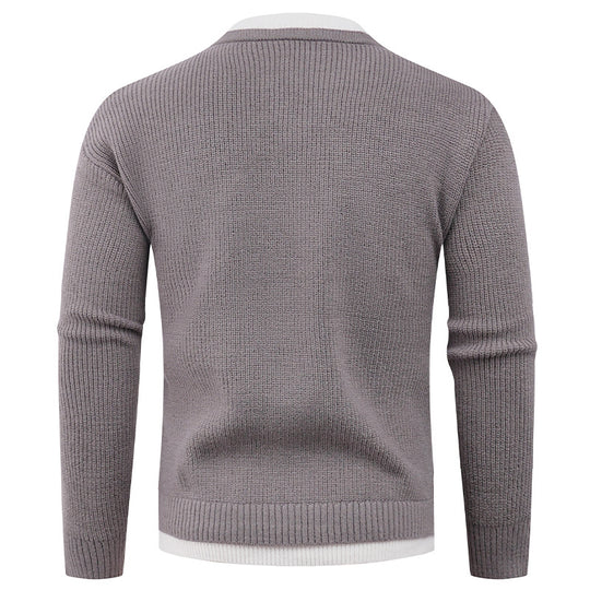 Herren Strickpullover mit V-Ausschnitt und modernem Rippenmuster EB