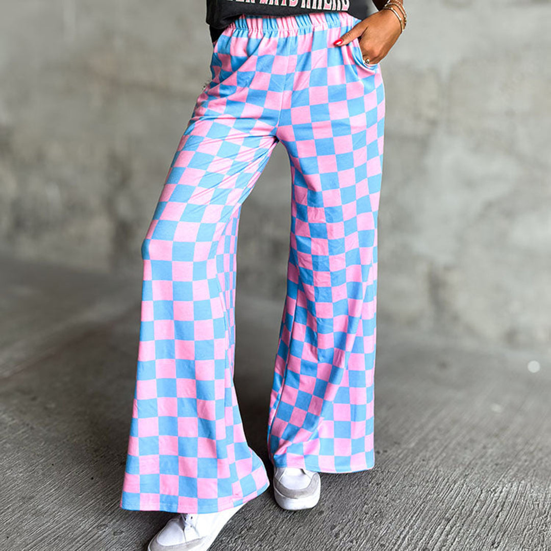 Damen Karierte Palazzohose EB