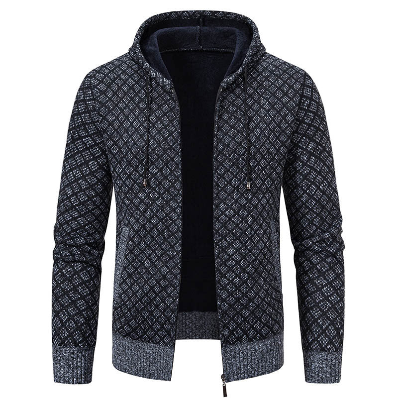Herren stylische Jacke mit modernem Wabenmuster und Kapuze EB