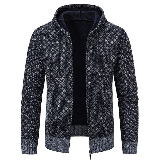 Herren stylische Jacke mit modernem Wabenmuster und Kapuze EB