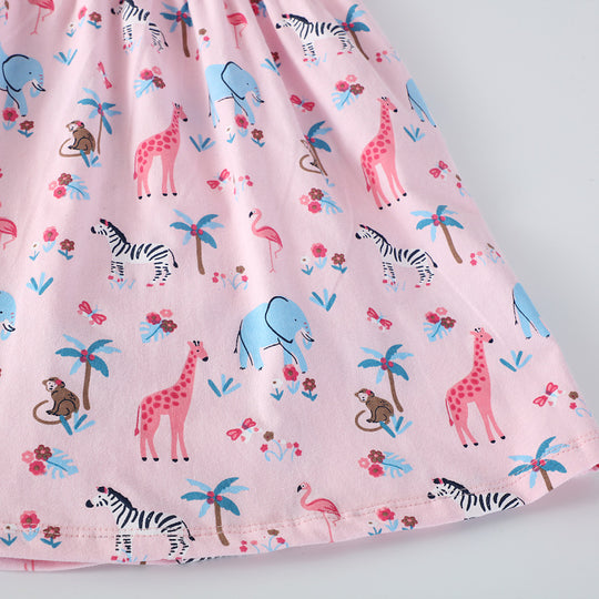 Mädchen Baumwollkleid mit verspieltem Tiermotiv EB