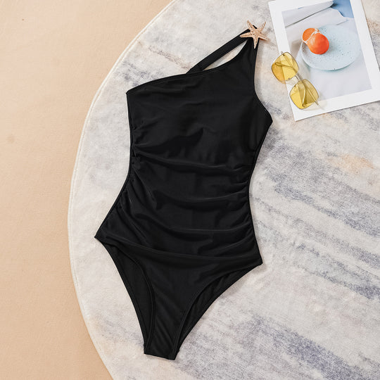 Damen Einseitiger Badeanzug mit eleganter Sternenapplikation EB