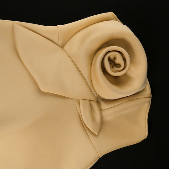Damen elegantes Trauzeugen-Kleid mit voluminösem Rosen-Detail EB