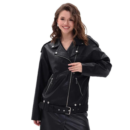 Damen modische Bikerjacke mit innovativen Details EB