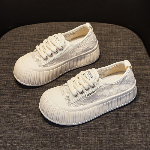 Damen Sportliche Plateausneaker mit luftiger Mesh-Oberfläche und modischem Design EB
