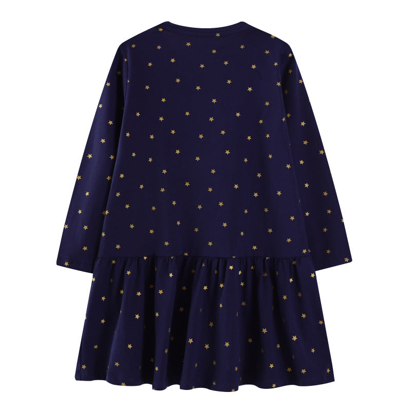 Mädchen Langarmkleid mit zauberhaftem Einhorn-Applikationsdesign EB