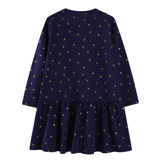 Mädchen Langarmkleid mit zauberhaftem Einhorn-Applikationsdesign EB