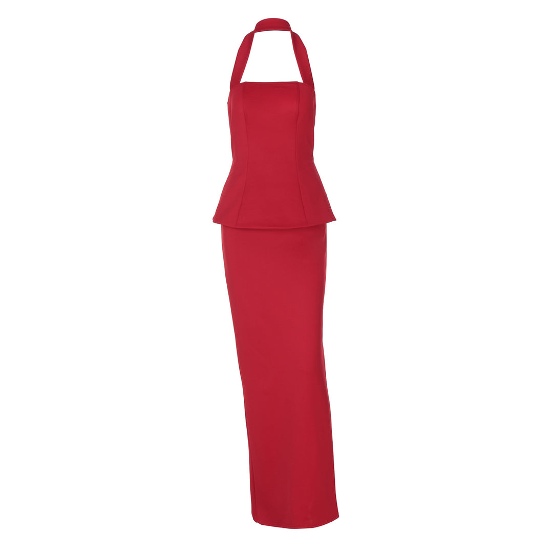 Damen Elegantes Maxikleid mit schmalem Schnitt und quadratischem Ausschnitt EB