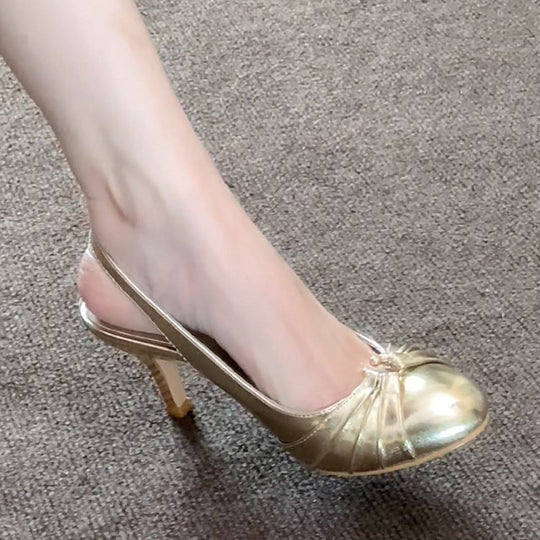 Damen Slingback-Pumps mit elegantem Rüschendesign und komfortablem Absatz EB