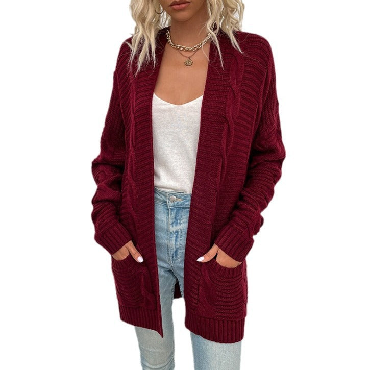 Damen Grober Strickcardigan mit offenem Schnitt und praktischen Taschen EB