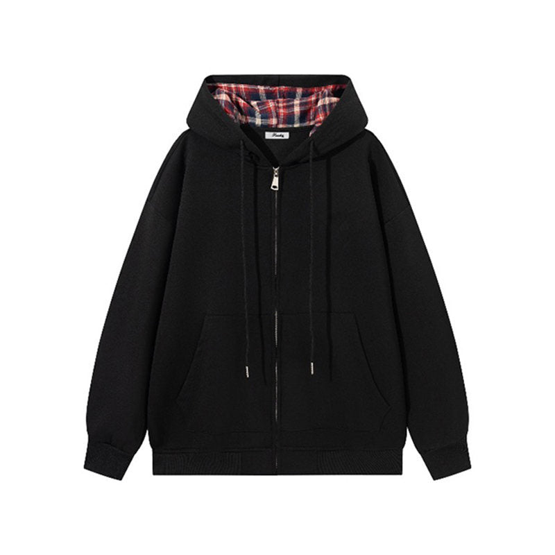 Damen Kapuzenjacke mit karierter Innenverkleidung und elegantem Reißverschluss EB
