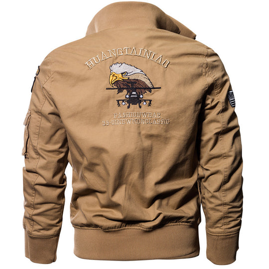 Herren nan leichte Utility Bomberjacke mit bestickten Abzeichen und Taschen EB