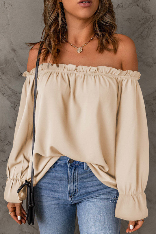 Damen Off-Shoulder Bluse mit Rüschendetails EB