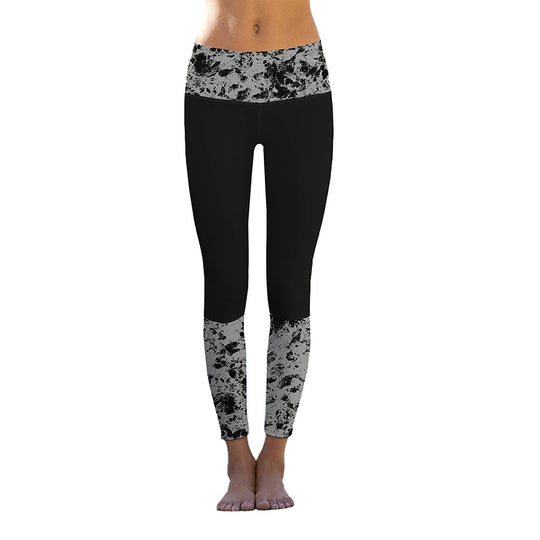 Damen Sportliche Leggings mit stylishem Marmormuster und hohem Bund EB