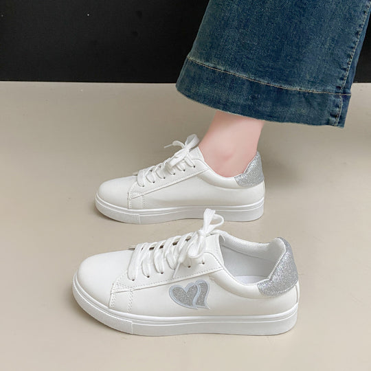 Damen Sneakers mit Glitzerelementen und Herzmotiv EB