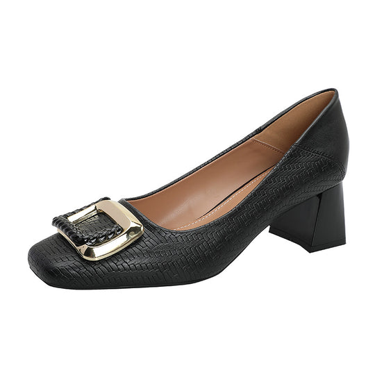 Damen Bequeme Pumps mit elegantem quadratischem Zehenbereich und luxuriösem Schmuckdetail EB