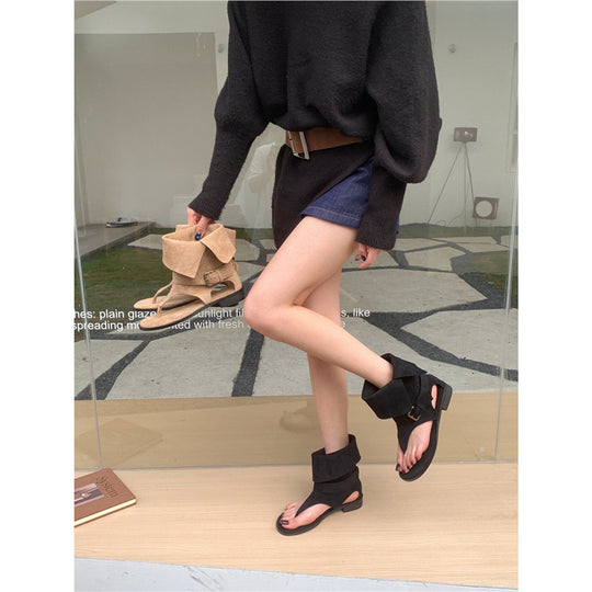 Damen modische und elegante Stiefeletten mit offenem Zehenbereich EB