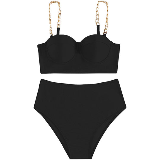 Damen Bustier-Bikini mit modischen Kettenträgern EB