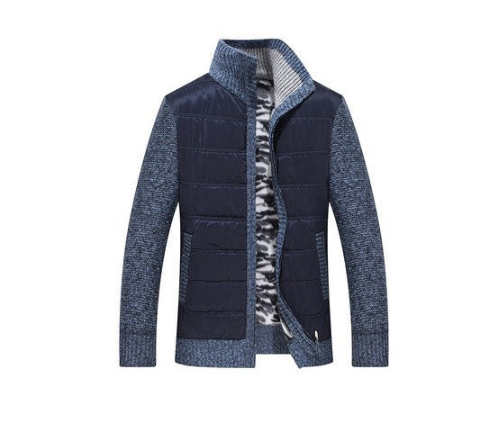 Herren modische Steppjacke mit Strickdetails und hohem Kragen EB