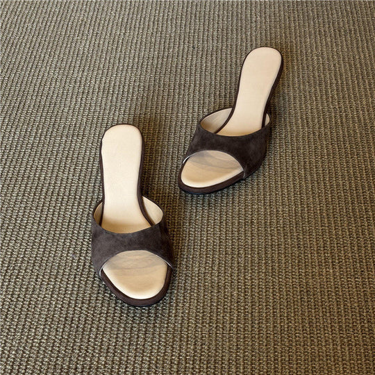 Damen elegante Keil-Mules mit geschwungener Sohle EB