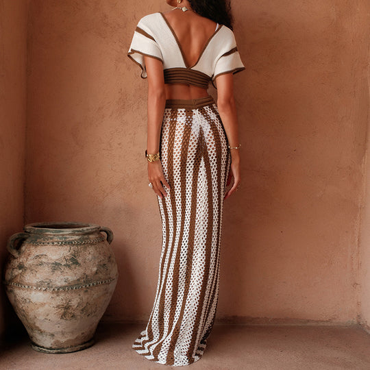 Damen Crop-Top und eleganter Palazzo-Hose Set EB
