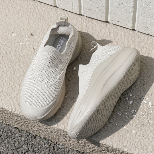 Damen Sportliche Slip-On Sneakers mit atmungsaktivem Strickoberteil und flexiblem Fußbett EB
