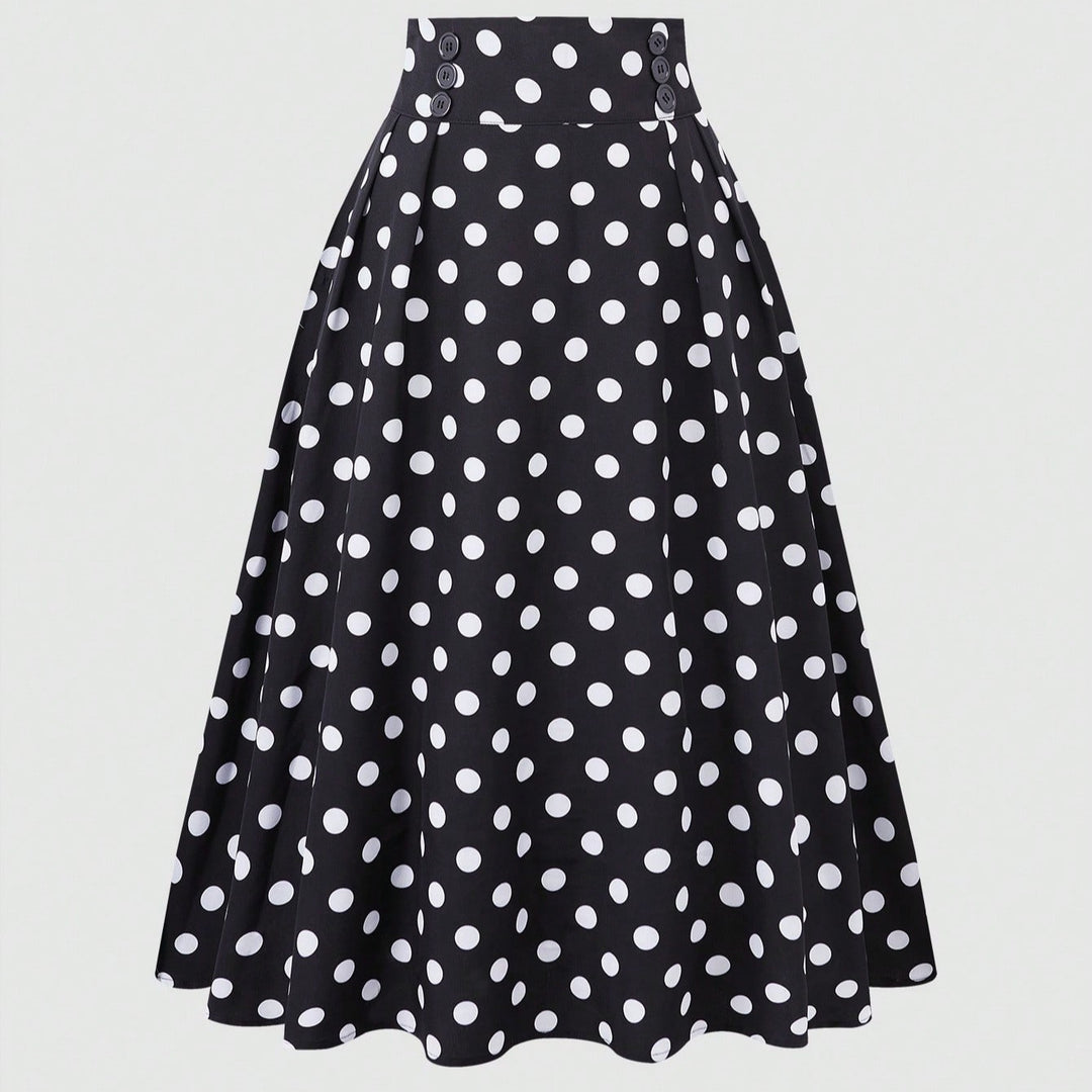 Damen Eleganter Midirock mit Polka Dots EB