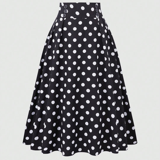 Damen Eleganter Midirock mit Polka Dots EB