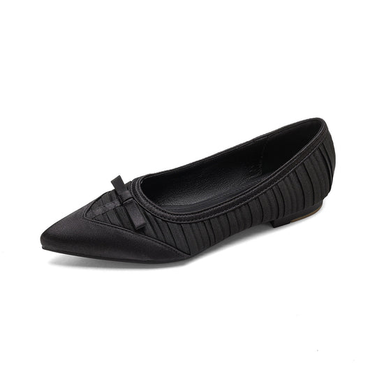 Damen Spitzenschuhe mit modischem Faltendesign und eleganter Schleifenapplikation EB