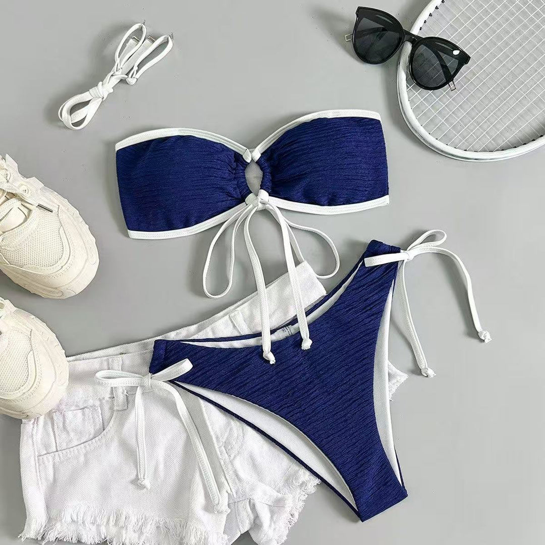 Damen Bandeau-Bikini mit verspielten Raffungselementen EB