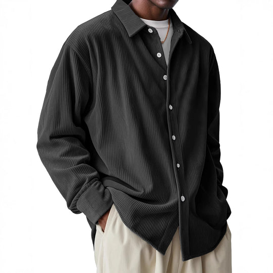 Herren nan oversized Kordhemd mit feiner Rippenstruktur und Relaxed-Fit EB