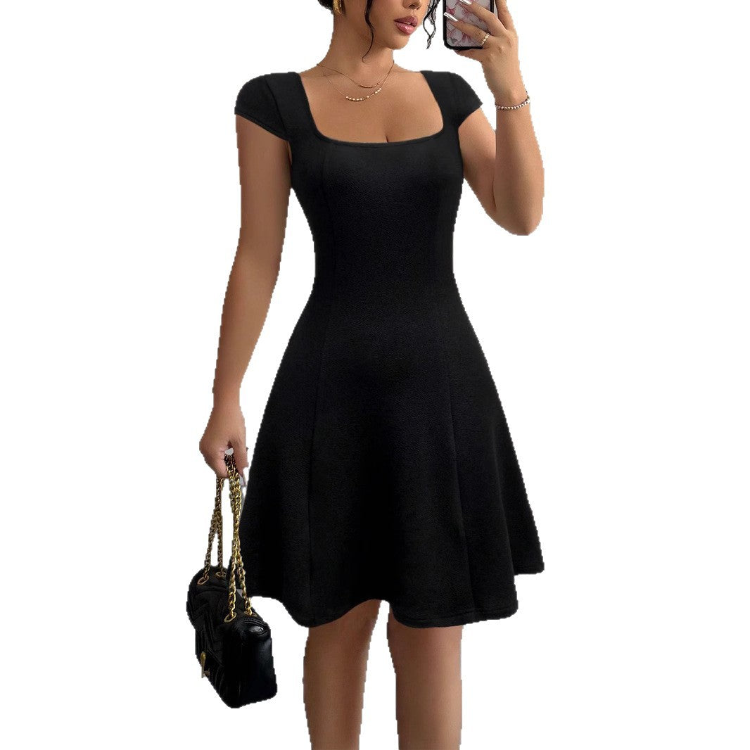 Damen Ärmelloses A-Linien Kleid mit quadratischem Ausschnitt EB