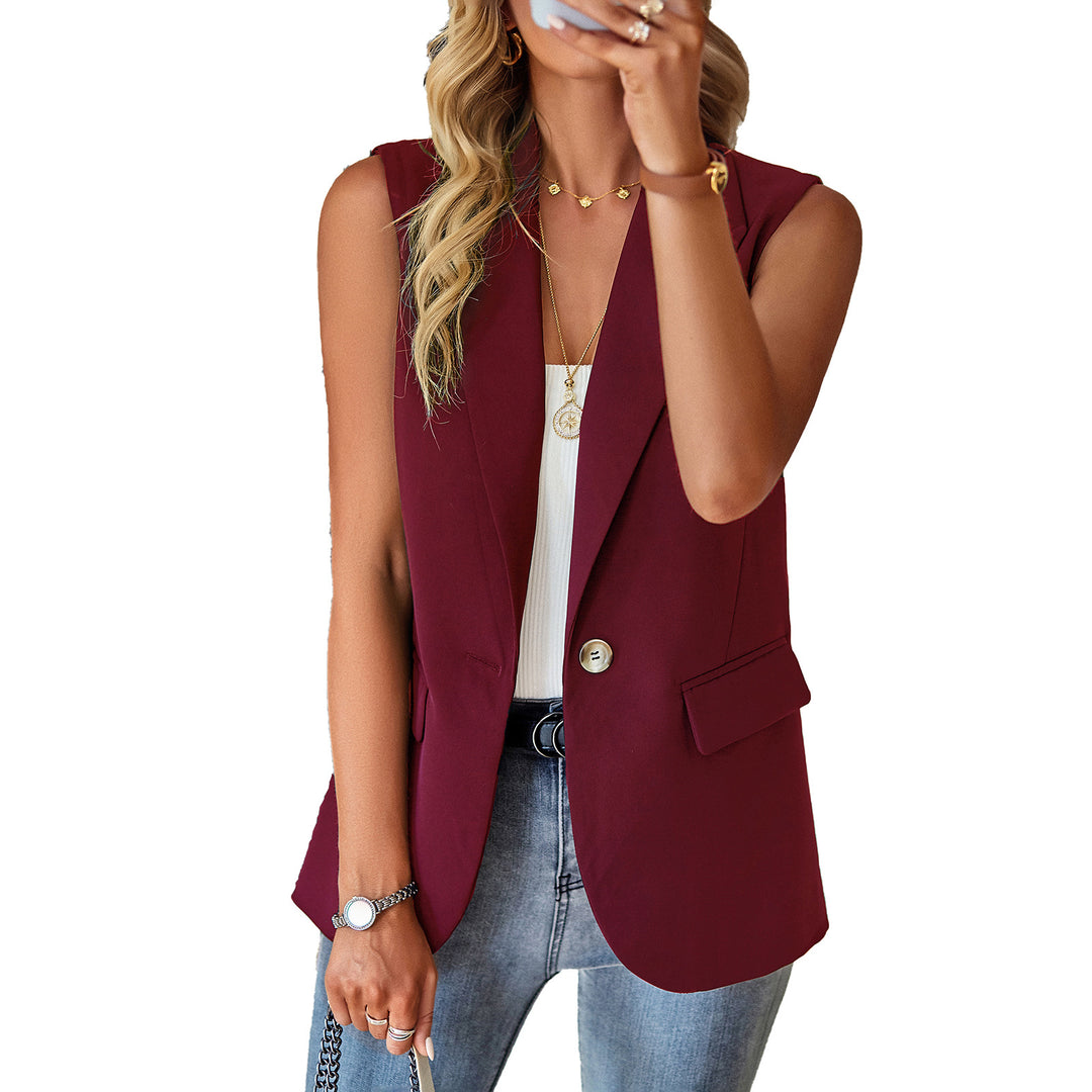 Damen ärmelloses Blazer-Oberteil mit taillierter Silhouette EB