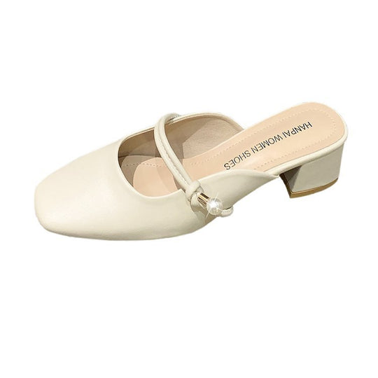Damen elegante und bequeme Mules mit Blockabsatz EB