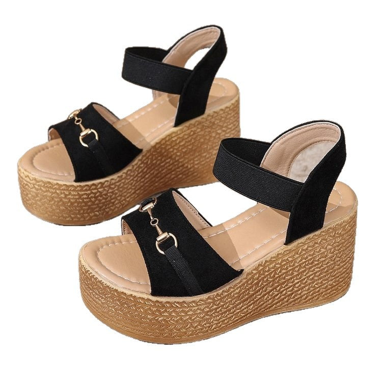 Damen Wedge-Sandalen mit luxuriösen Riemen und rutschfester Sohle EB