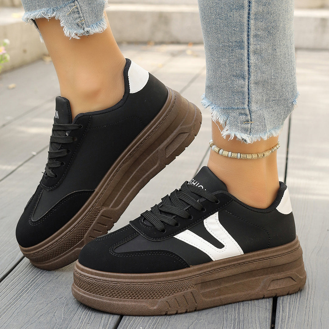 Damen modische Plateau-Sneaker mit rutschfester Sohle und komfortablem Innenfutter EB