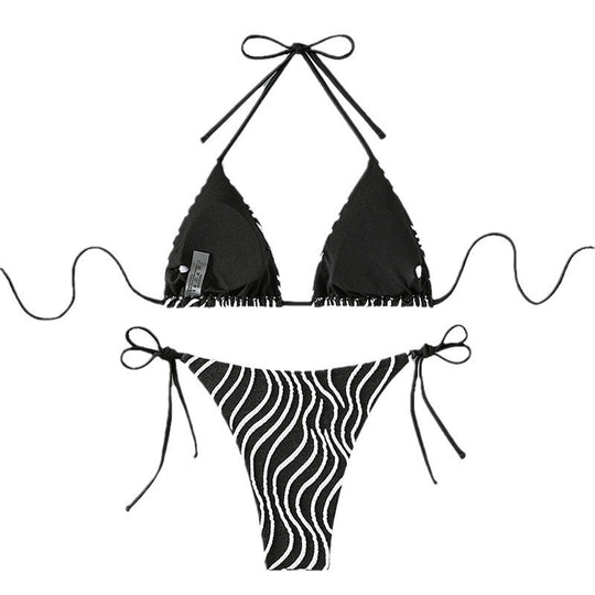 Damen Triangel-Bikini mit elegantem Streifenmuster EB