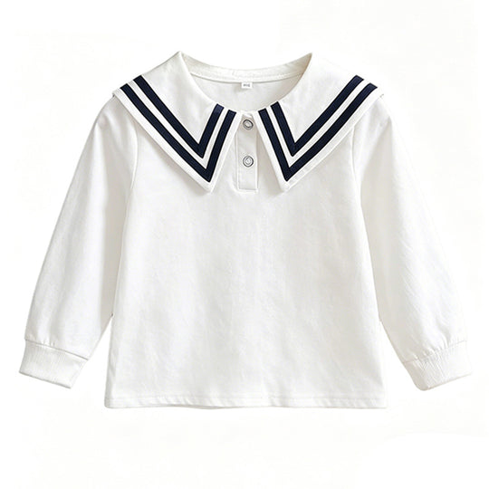 Mädchen Matrosenbluse mit elegantem Kragen und hochwertiger Baumwolle EB
