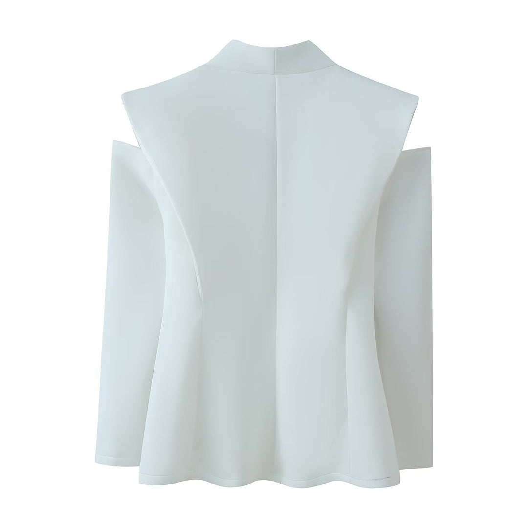 Damen elegante Blazerjacke mit modernem Schnitt und außergewöhnlichem Kragen EB
