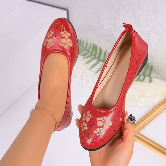 Damen Ballerina-Schuhe mit filigranem Lochmuster und rutschfester Sohle EB