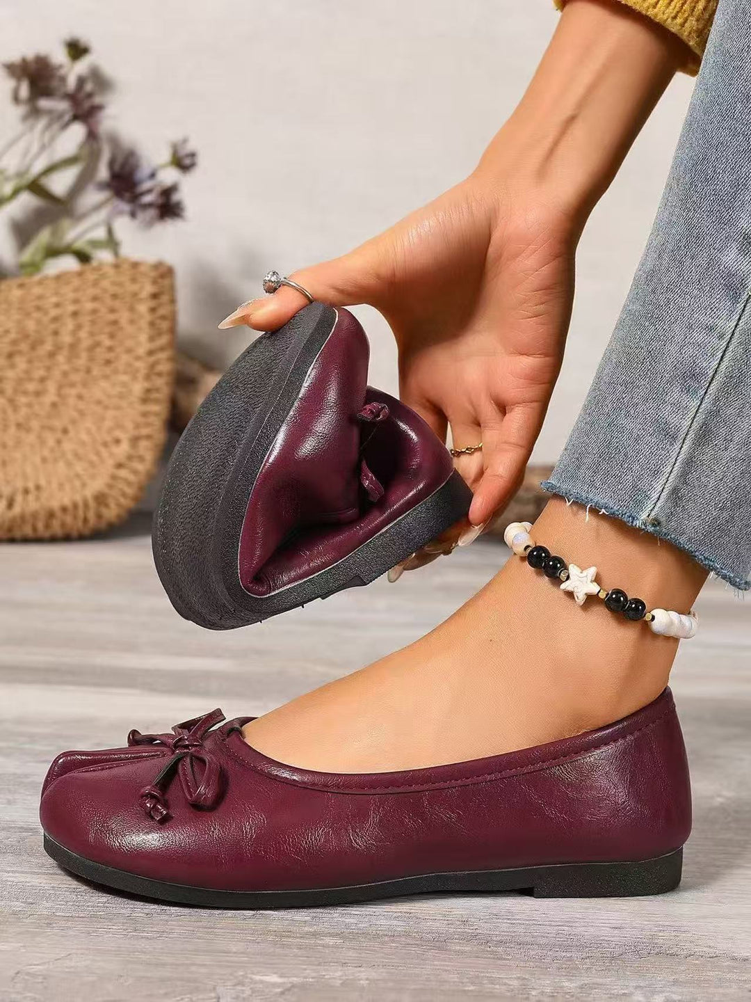 Damen Ballerinas mit eleganter Schleifenverzierung EB